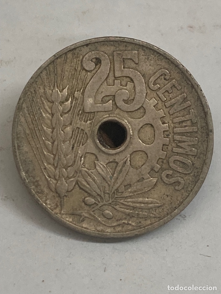 Monedas Rep&uacute;blica: Moneda 25 c&eacute;ntimos 1934 - Foto 2