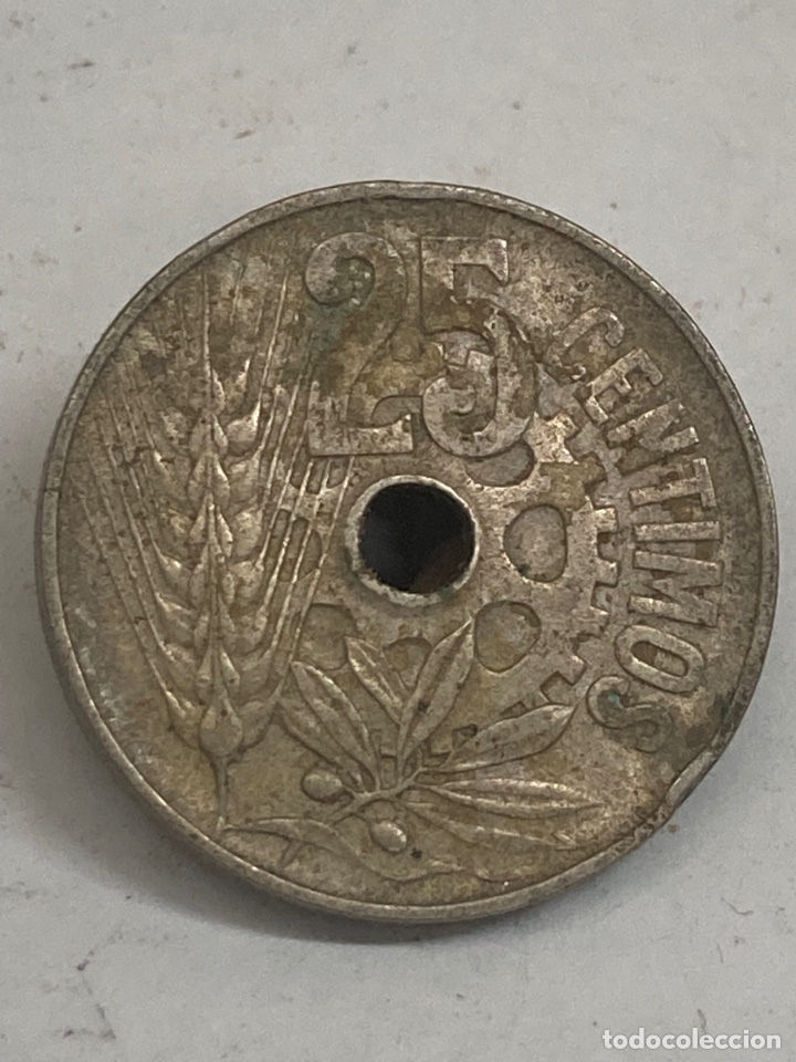 Monedas Rep&uacute;blica: Moneda de 25 c&eacute;ntimos 1934 - Foto 2