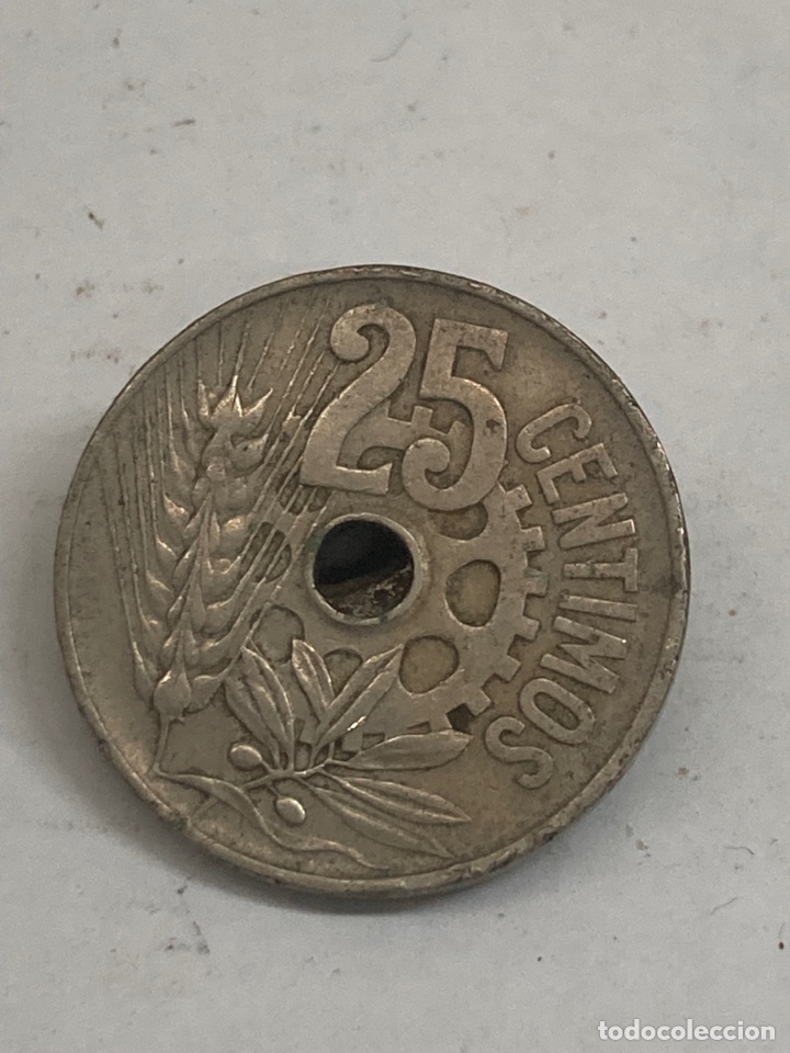Monedas Rep&uacute;blica: Moneda de 25 c&eacute;ntimos 1934 - Foto 2