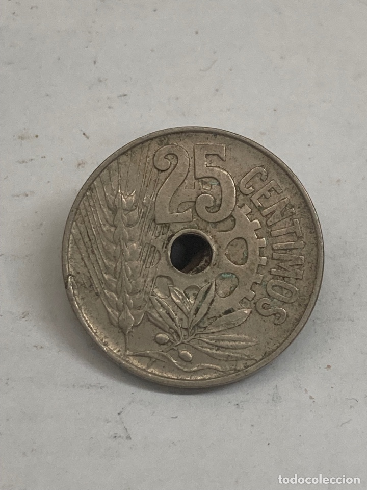 Monedas Rep&uacute;blica: Moneda de 25 c&eacute;ntimos 1934 - Foto 2