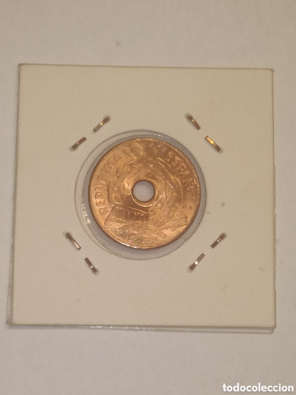 Monedas Rep&uacute;blica: MONEDA 25 CENTIMOS REPUBLICA 1938 - Foto 2