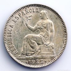 Monedas República: REPUBLICA ESPAÑOLA-1 PESETA 1933*3-4 MADRID. BRILLO ORIGINAL SC-/UNC- PLATA 5 G.. Lote 364666491
