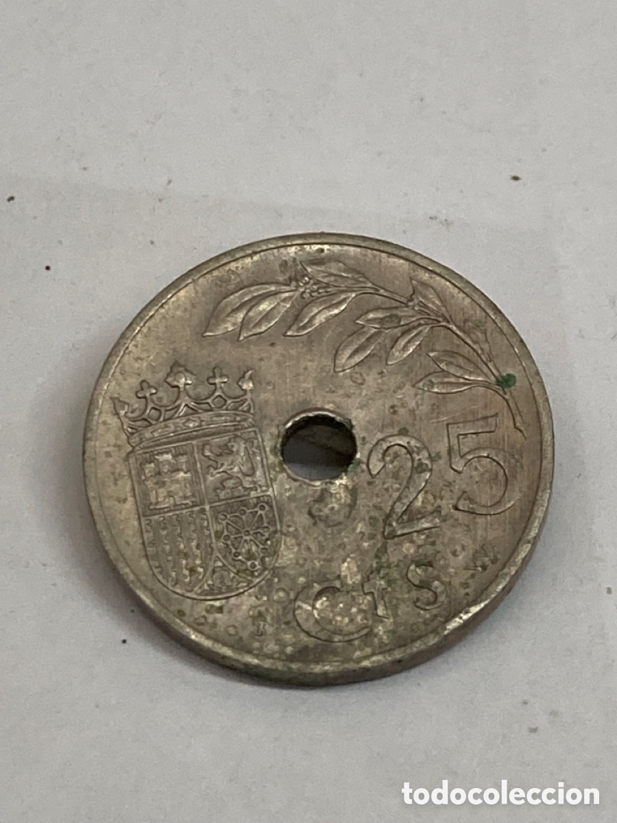 Monedas Rep&uacute;blica: Moneda de 25 Cts 1937 - Foto 1