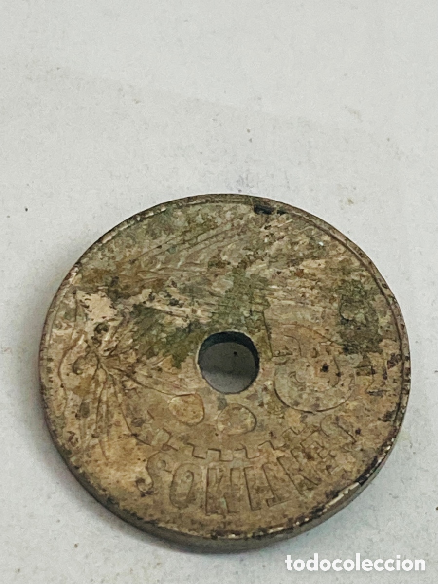 Monedas Rep&uacute;blica: Moneda de 25 c&eacute;ntimos 1934 - Foto 1