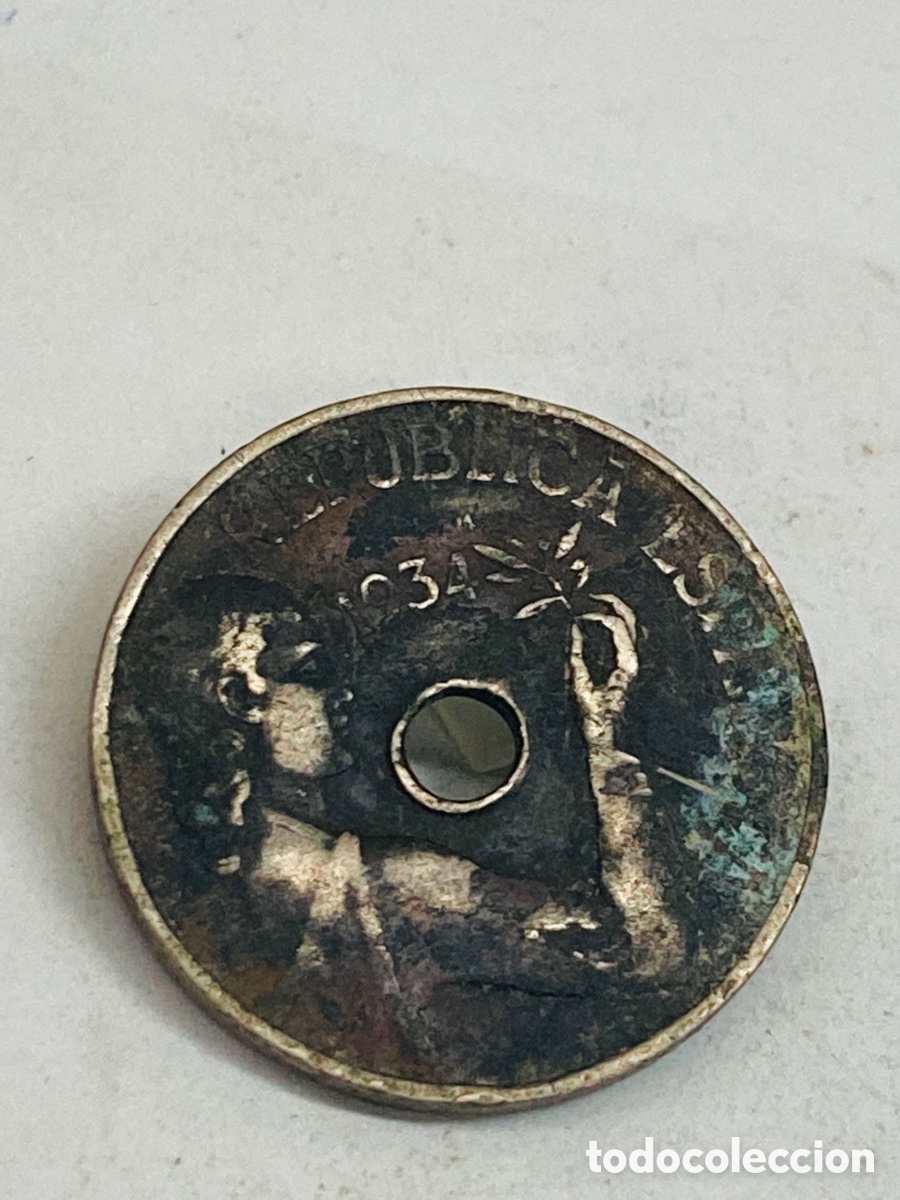 Monedas Rep&uacute;blica: Moneda de 25 c&eacute;ntimos 1934 - Foto 1