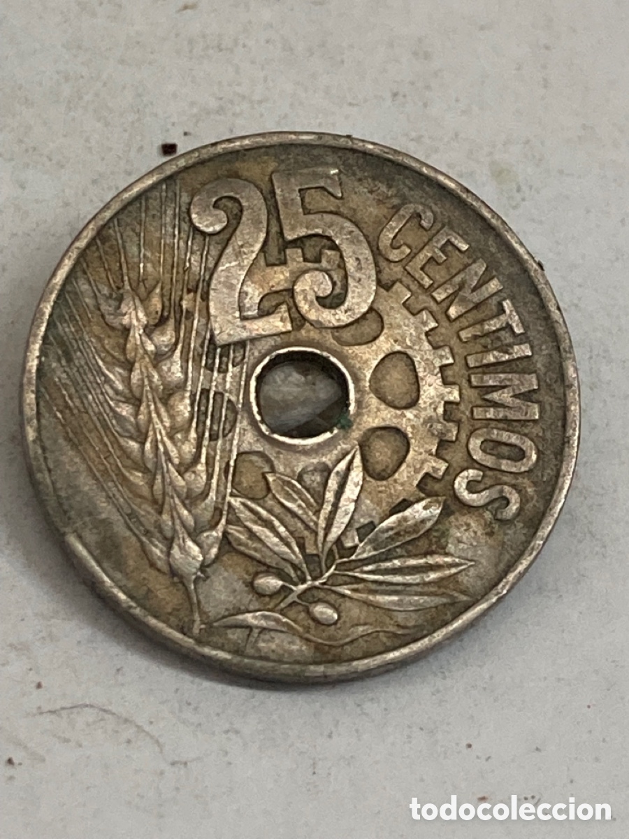 Monedas Rep&uacute;blica: Moneda de 20 c&eacute;ntimos 1934 - Foto 2