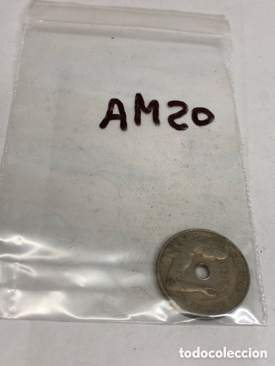 Monedas Rep&uacute;blica: Moneda de 20 c&eacute;ntimos 1934 - Foto 3