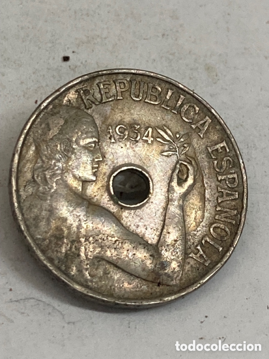 Monedas Rep&uacute;blica: Moneda de 20 c&eacute;ntimos 1934 - Foto 1