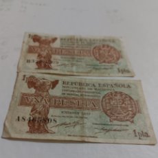 Monedas República: 2 BILLETES REPUBLICA ESPAÑOLA 1 PTS AÑO 1937. Lote 366326156