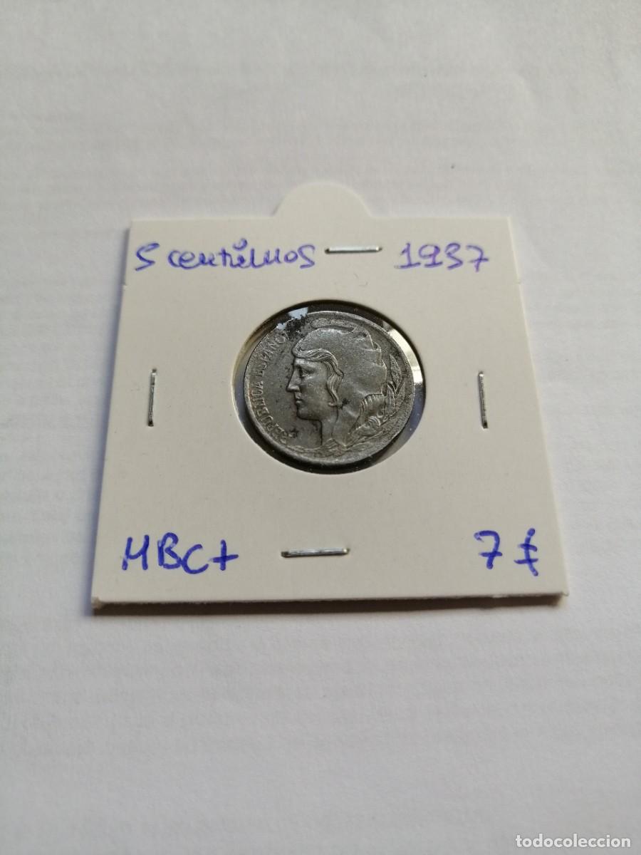 Monedas Rep&uacute;blica: 5 Centimos 1937 - Foto 1
