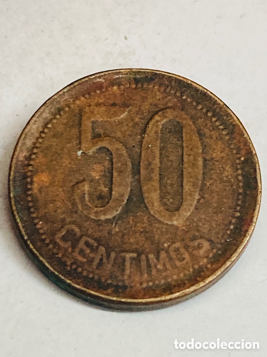 Monedas Rep&uacute;blica: Moneda 50 c&eacute;ntimos 1937 - Foto 2
