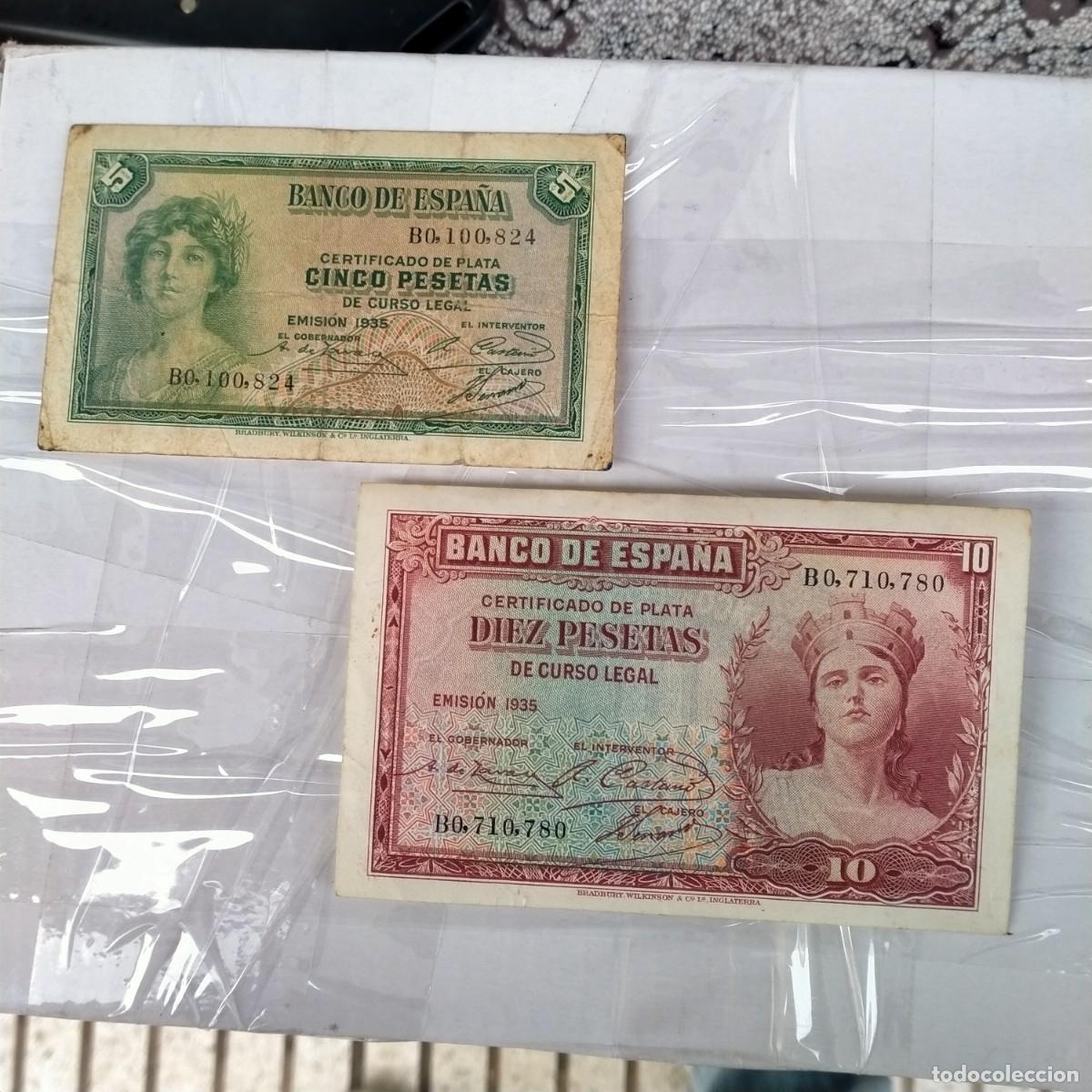 Monedas Rep&uacute;blica: BILLETES DE 5-10 PESETAS - Foto 1