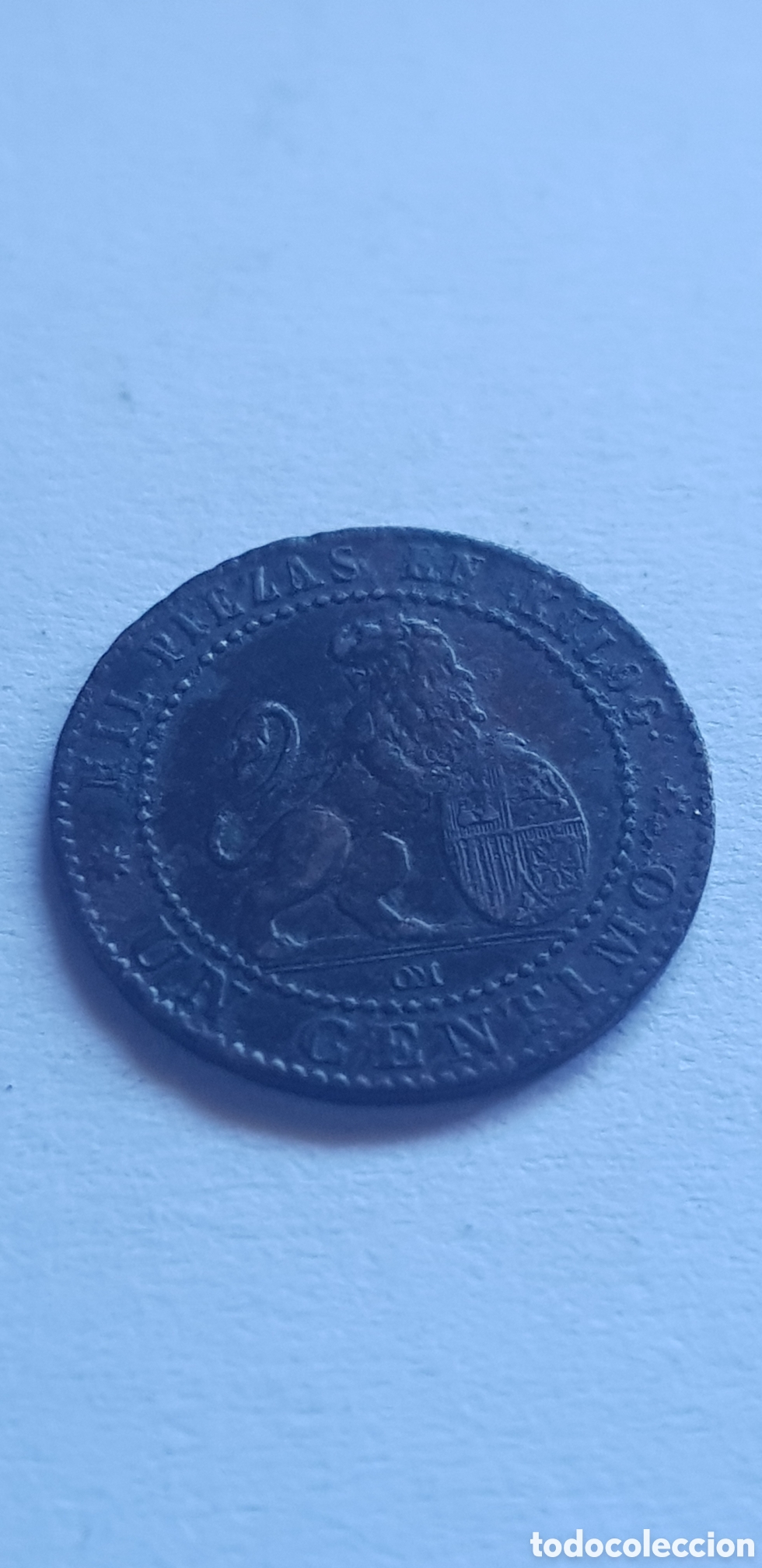 Monedas Rep&uacute;blica: Un c&eacute;ntimo 1870 Rep&uacute;blica Espa&ntilde;ola 1 C&eacute;ntimo - Foto 3