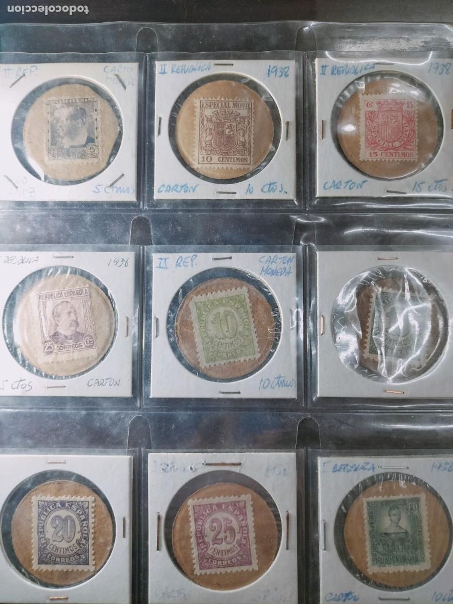 Monedas Rep&uacute;blica: Cart&oacute;n moneda de la II Rep&uacute;blica - Foto 3