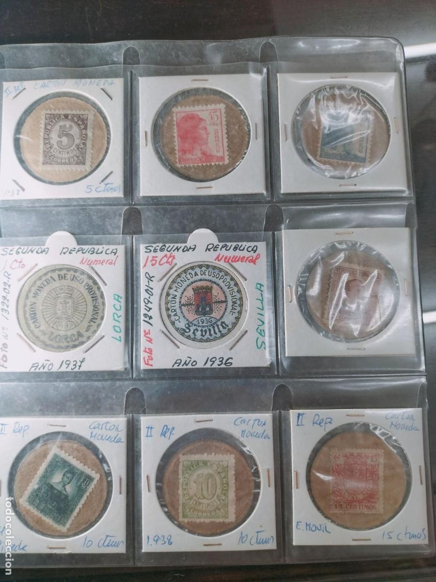 Monedas Rep&uacute;blica: Cart&oacute;n moneda de la II Rep&uacute;blica - Foto 5