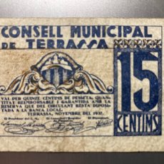 Monedas República: TERRASSA. GUERRA CIVIL 15 CENTIMS