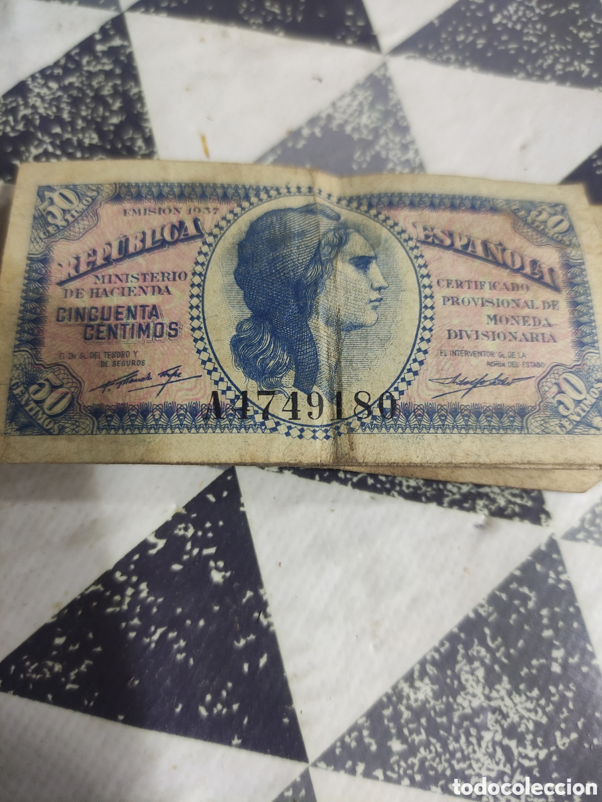 Monedas Rep&uacute;blica: Billete 50 centavos 1937 - Foto 1