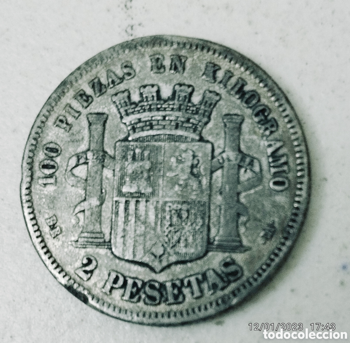 Monedas Rep&uacute;blica: Moneda 2 pesetas espa&ntilde;a - Foto 2