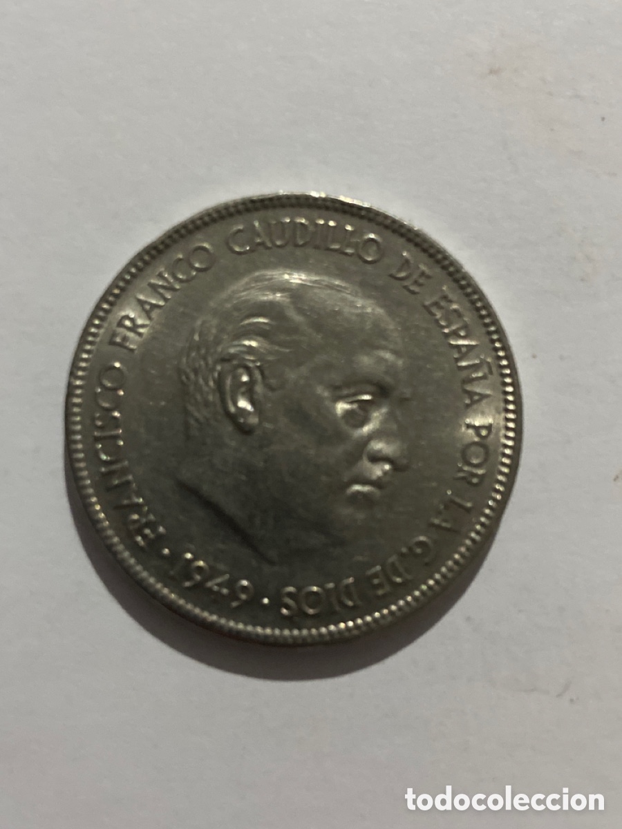 Monedas Rep&uacute;blica: Moneda de 5 pesetas de 1949 - Foto 2
