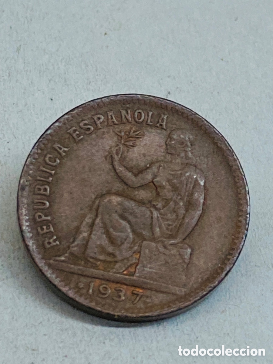 Monedas Rep&uacute;blica: Moneda de 50 c&eacute;ntimos 1937 - Foto 2