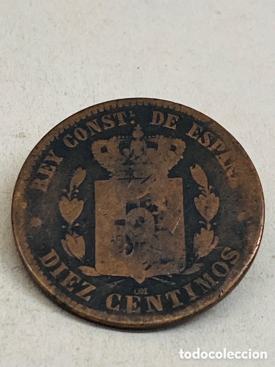 Monedas Rep&uacute;blica: Moneda de diez c&eacute;ntimos 1878 - Foto 1