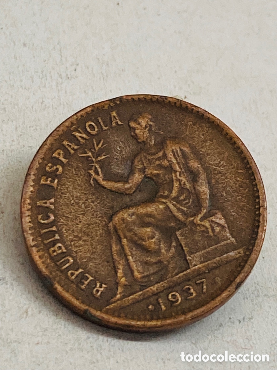 Monedas Rep&uacute;blica: Moneda de 50 c&eacute;ntimos 1937 - Foto 2