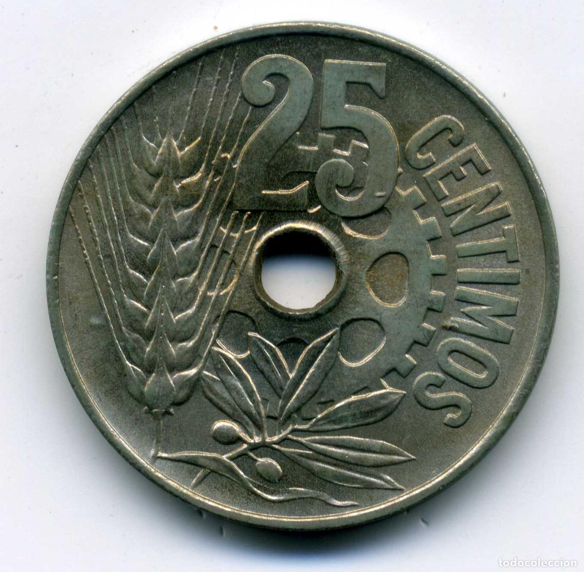 Monedas Rep&uacute;blica: 1934 MADRID - 25 CENTIMOS - S/C - Foto 2