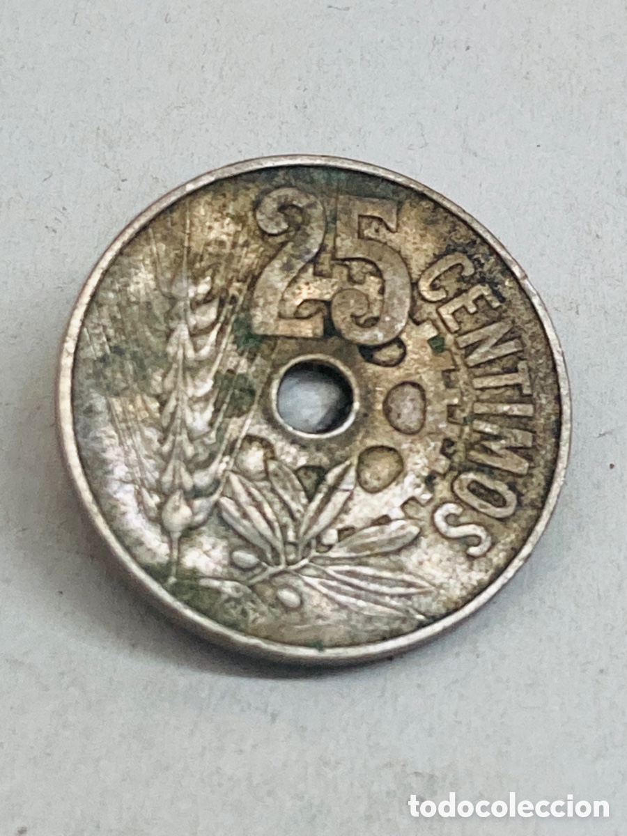 Monedas Rep&uacute;blica: Moneda 25 c&eacute;ntimos 1934 - Foto 1