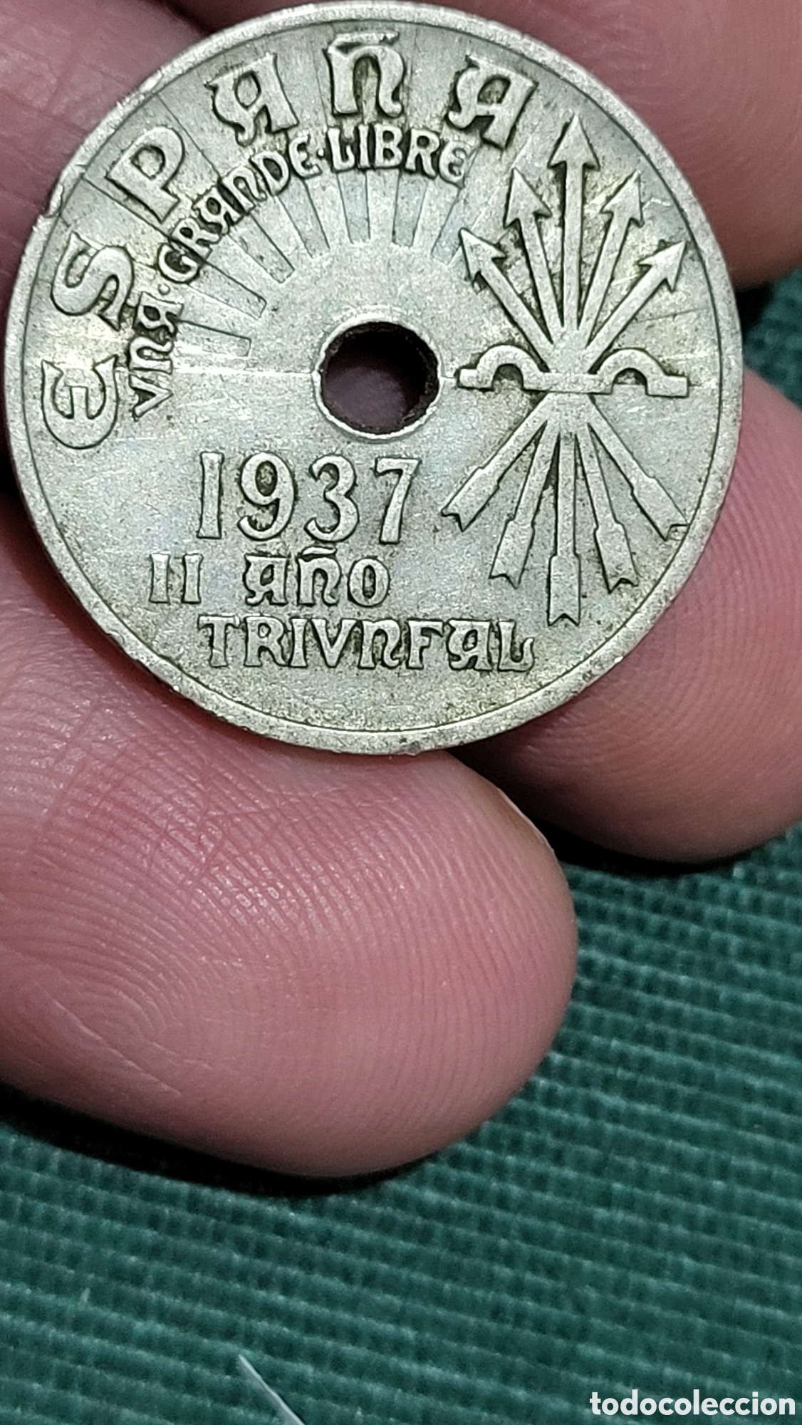 Monedas Rep&uacute;blica: Moneda 25 centimos 1937 - Foto 1