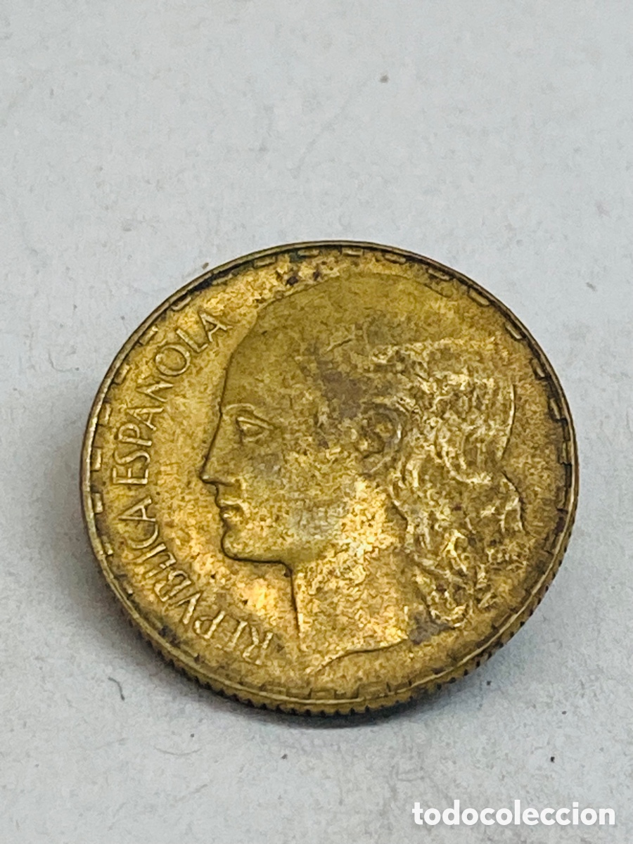 Monedas Rep&uacute;blica: Moneda de una peseta 1937 - Foto 2
