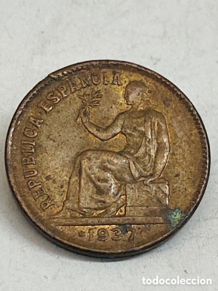 Monedas Rep&uacute;blica: Moneda de cincuenta c&eacute;ntimos 1937 - Foto 2