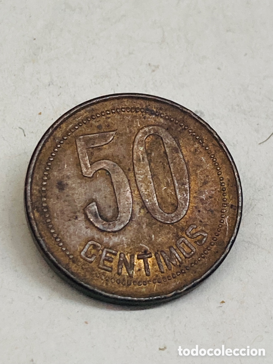 Monedas Rep&uacute;blica: Moneda de cincuenta c&eacute;ntimos 1937 - Foto 1