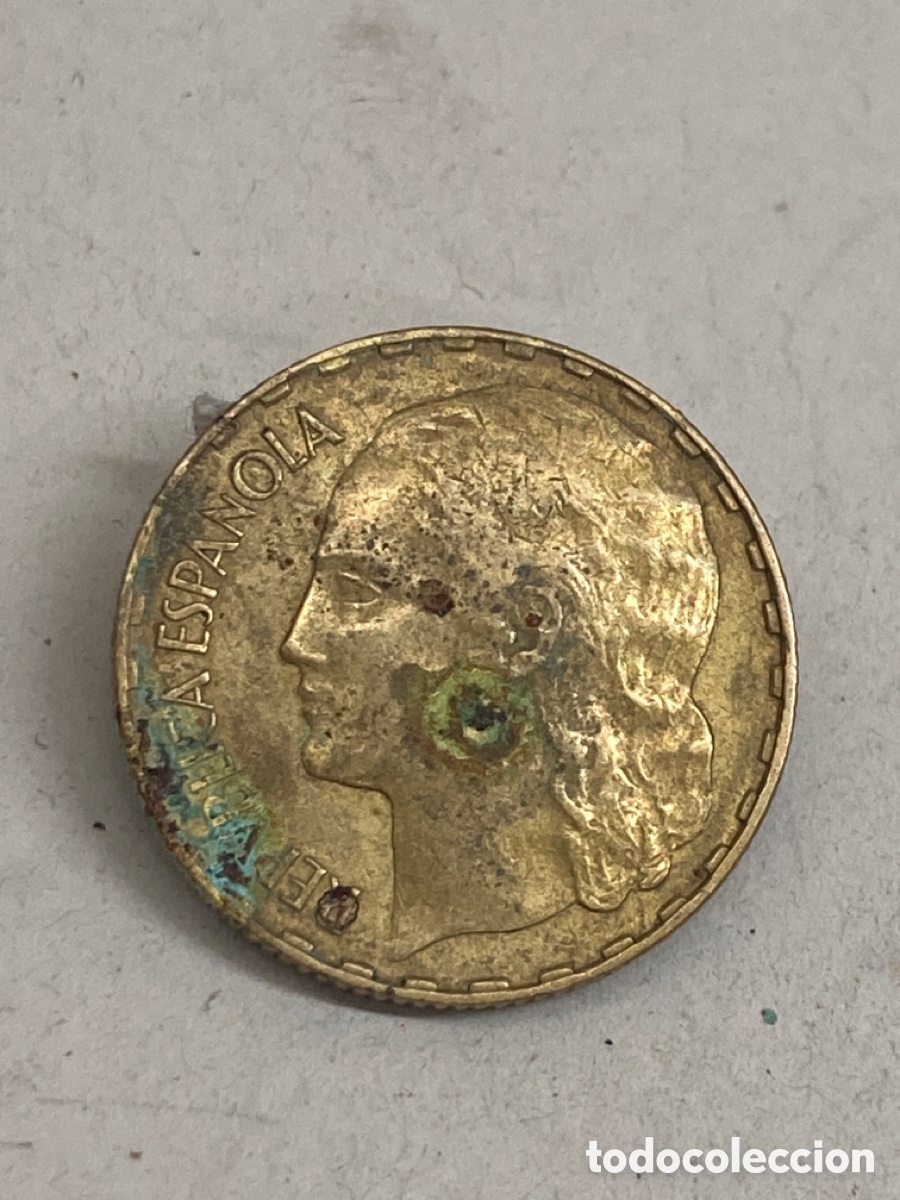 Monedas Rep&uacute;blica: Moneda de una pesetas 1937 - Foto 2