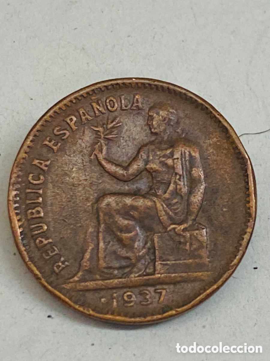 Monedas Rep&uacute;blica: Moneda de cincuenta c&eacute;ntimos 1937 - Foto 2
