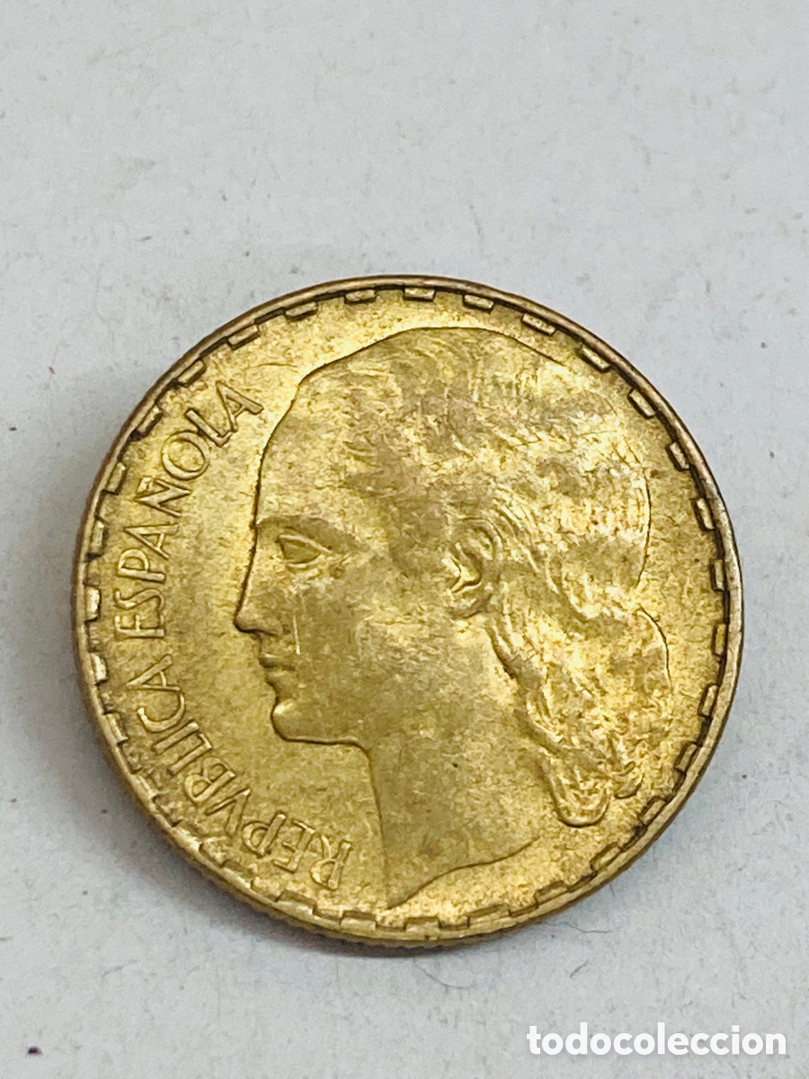 Monedas Rep&uacute;blica: Moneda de una pesetas 1937 - Foto 2