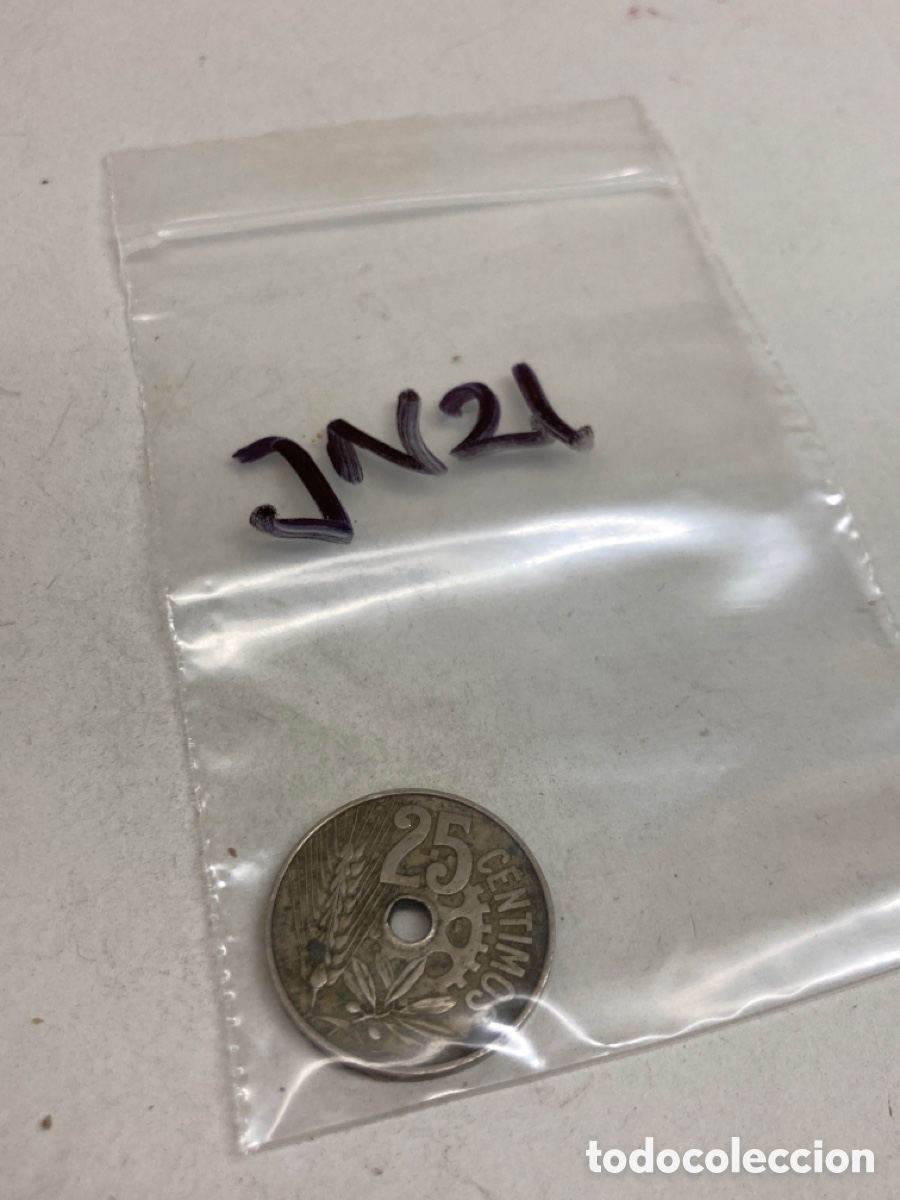 Monedas Rep&uacute;blica: Moneda de 25 c&eacute;ntimos 1934 - Foto 3