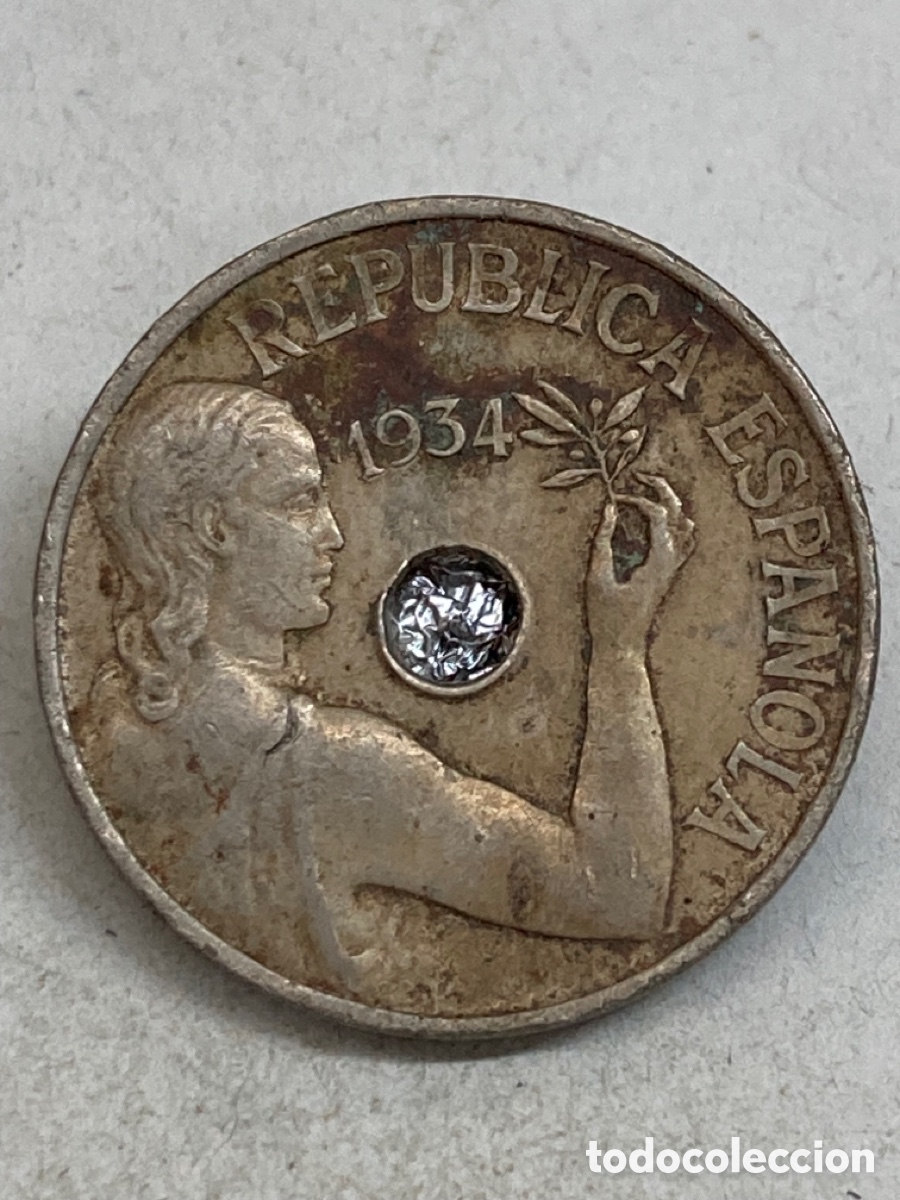Monedas Rep&uacute;blica: Moneda de veinticinco c&eacute;ntimos 1934 - Foto 1