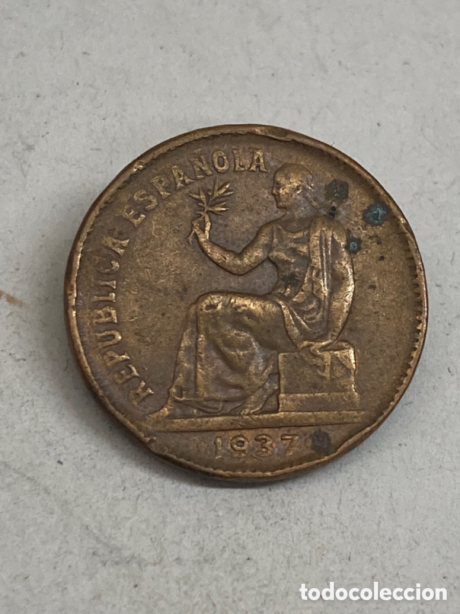 Monedas Rep&uacute;blica: Moneda de cincuenta c&eacute;ntimos 1937 - Foto 2