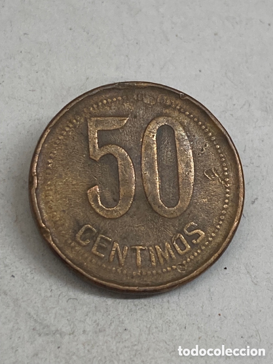 Monedas Rep&uacute;blica: Moneda de cincuenta c&eacute;ntimos 1937 - Foto 1