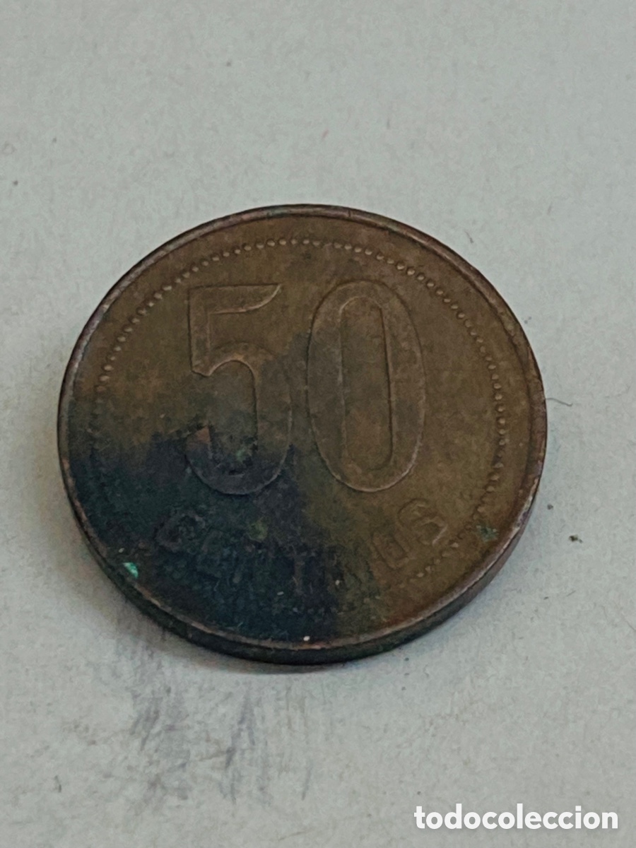 Monedas Rep&uacute;blica: Moneda de 50 c&eacute;ntimos 1937 - Foto 2