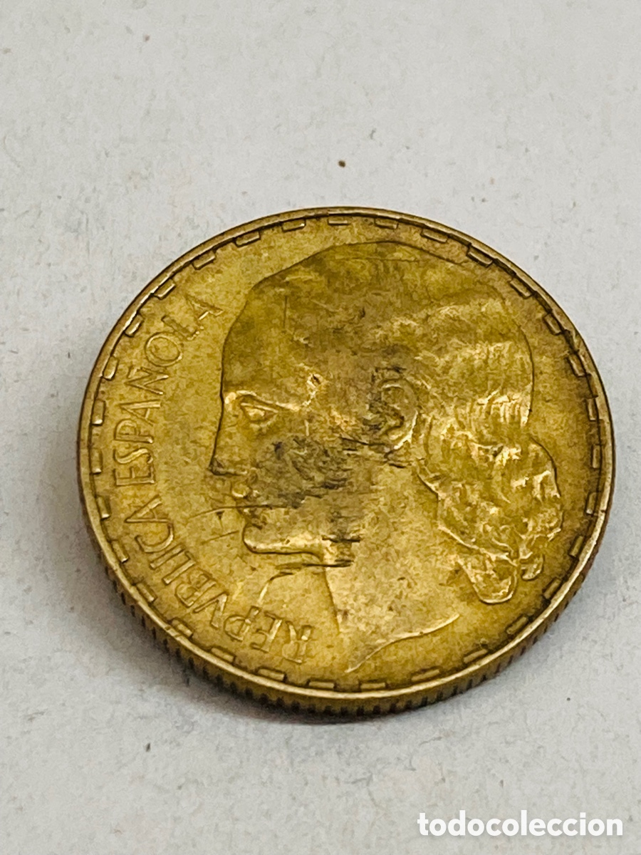 Monedas Rep&uacute;blica: Moneda de una peseta 1937 - Foto 2