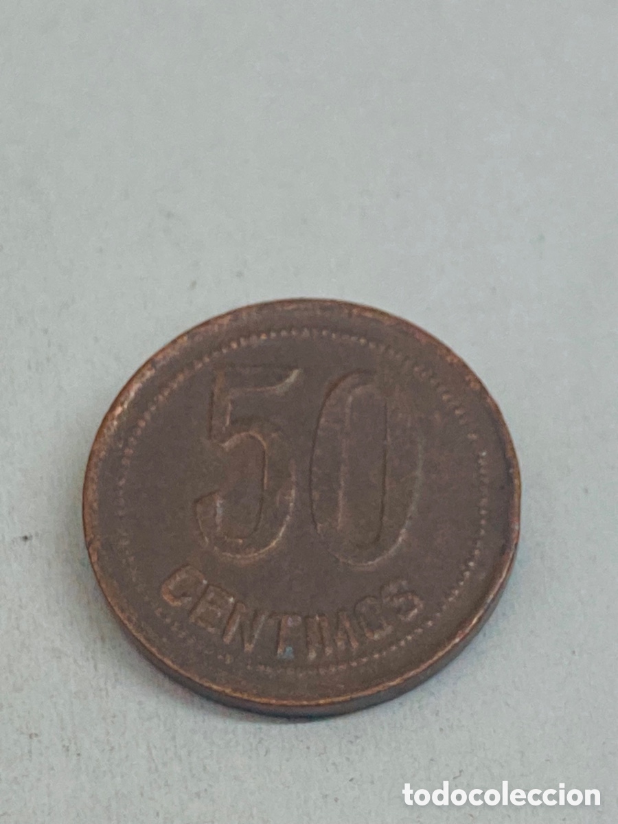 Monedas Rep&uacute;blica: Moneda de cincuenta c&eacute;ntimos 1937 - Foto 1