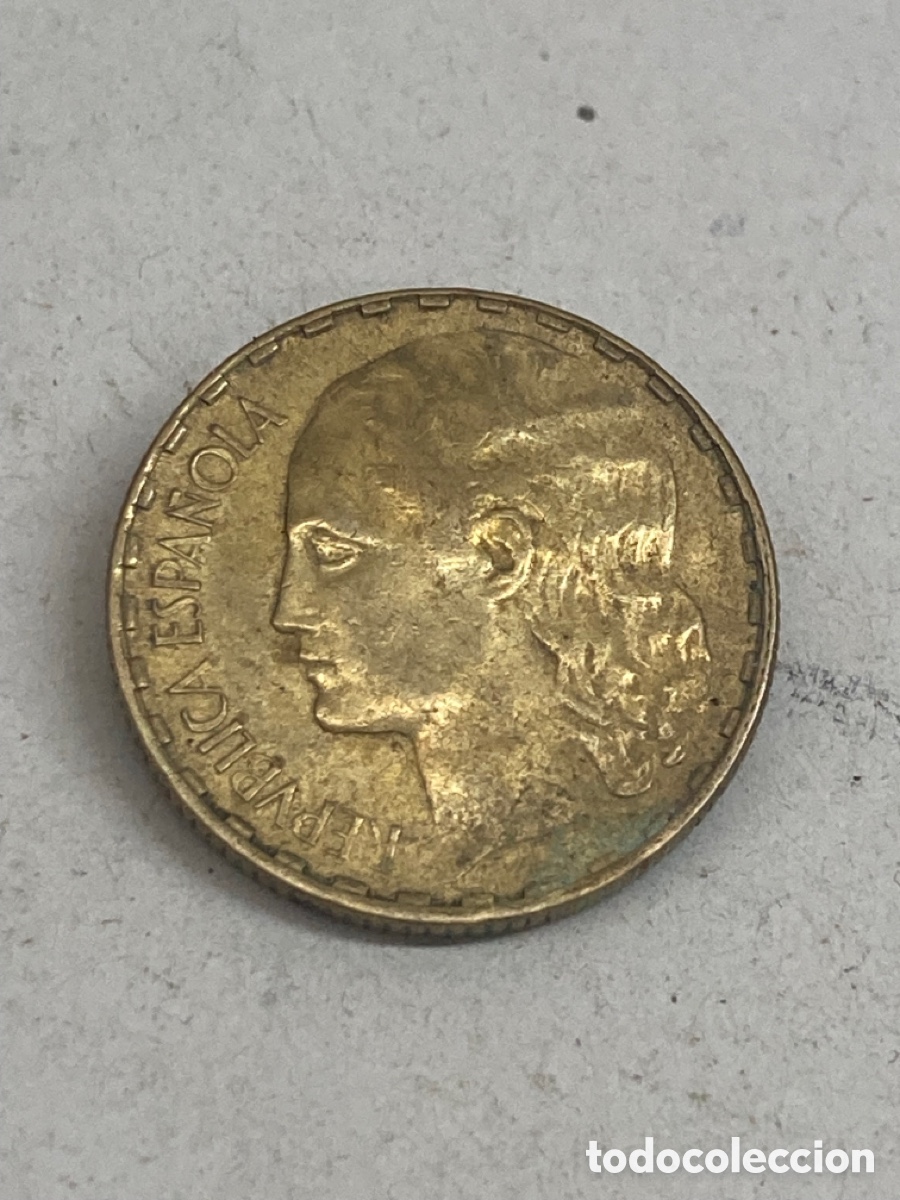 Monedas Rep&uacute;blica: Moneda de una peseta 1937 - Foto 2