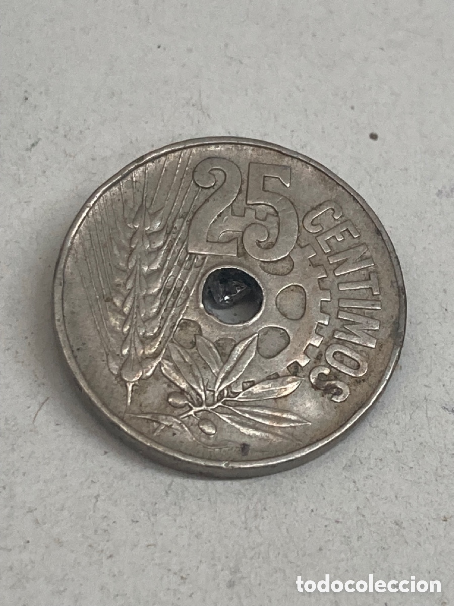 Monedas Rep&uacute;blica: Moneda de veinticinco c&eacute;ntimos 1934 - Foto 1