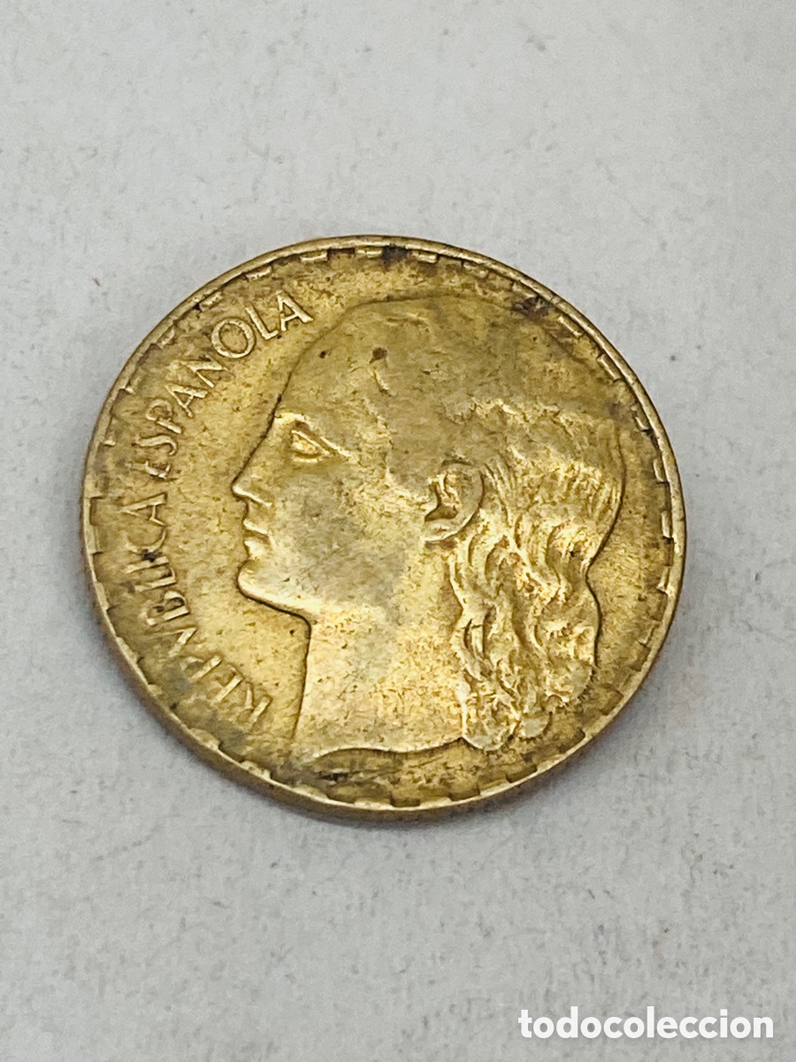Monedas Rep&uacute;blica: Moneda de una peseta 1937 - Foto 2