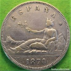 Monedas República: GOBIERNO PROVISIONAL - 1ª REPUBLICA, 2 PESETAS, 1870 * 18-74, AG. Lote 403025784