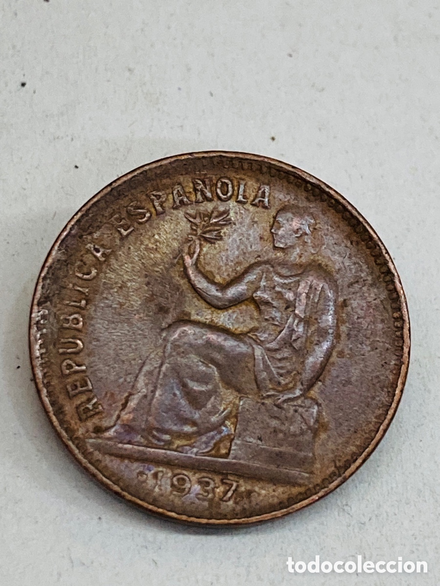 Monedas Rep&uacute;blica: Moneda 50 c&eacute;ntimos Rep&uacute;blica 1937 - Foto 2