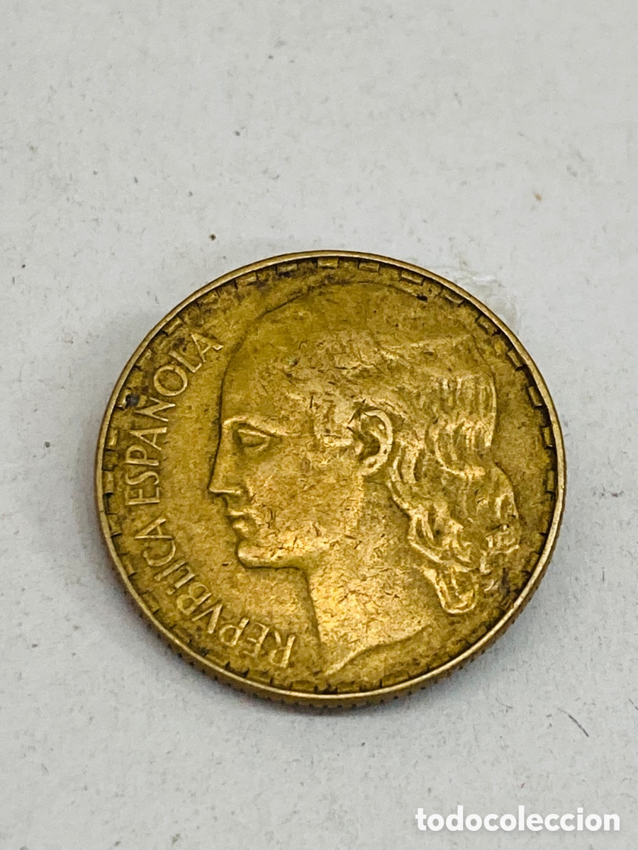 Monedas Rep&uacute;blica: Moneda de una peseta 1937 - Foto 2