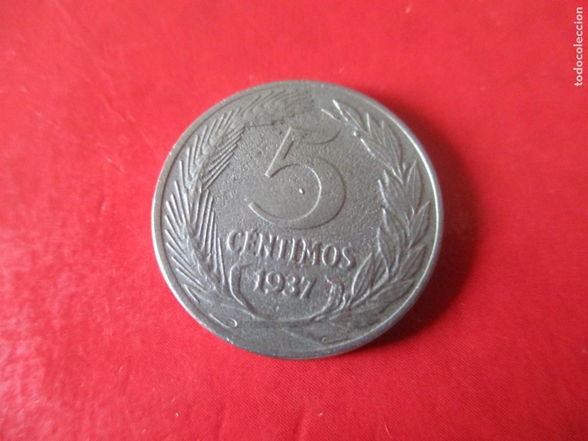 Monedas Rep&uacute;blica: REPUBLICA. 5 centimos 1937 - Foto 2