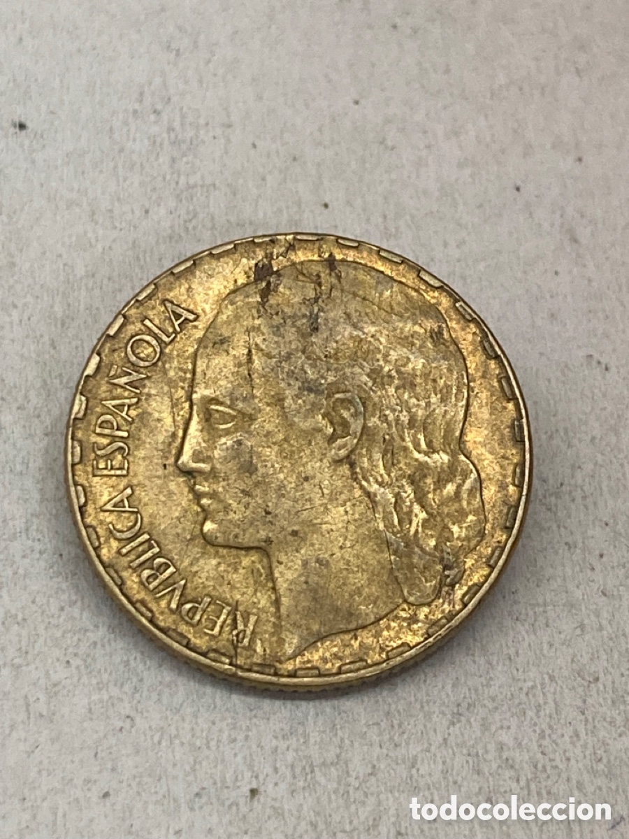 Monedas Rep&uacute;blica: Moneda de una peseta 1937 - Foto 2